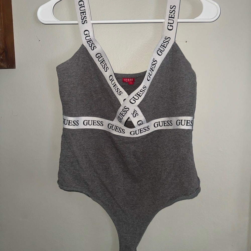 Guess Heather Gray Top with Logo Detail